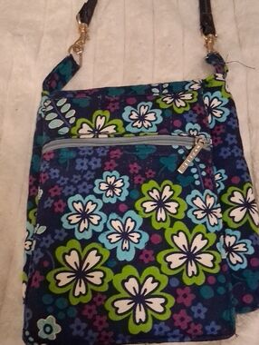 Floral Crossbody Bag in Navy, Teal & Green - Women's Shoulder Purse